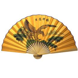 Bamboo fan with silk "Eagle on a yellow background" (50 cm spread 85x50 cm)