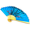 Bamboo fan with silk "Sakura and bamboo on a blue background"