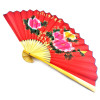 Bamboo fan with silk "Peonies on a red background"