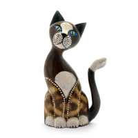 Sitting wooden cat (20x11x3.5 cm)