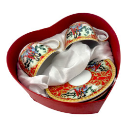 Сервиз фарфор "Девушки" – 2 чашки + 2 блюдца (200мл)(h-6см,d-8см,d блюдца 14 см)