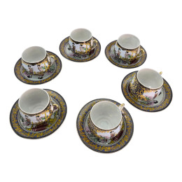 Сервіз круглий порцеляна (110 мл)(6SCS112-5) 6 чашок+ 6 блюдець "Дівчата" (h-5,5см, d-5см, d блюдця 11 см