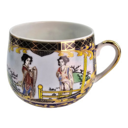 Сервіз круглий порцеляна (110 мл)(6SCS112-5) 6 чашок+ 6 блюдець "Дівчата" (h-5,5см, d-5см, d блюдця 11 см