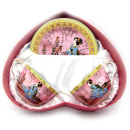 Porcelain service (2JBS141-8) 2 cups + 2 saucers "Girl" (210 ml)(h-6cm,d-10cm,d saucers-15cm)