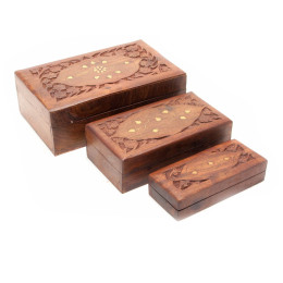 Caskets rosewood set (3pcs) "Matryoshka" (20.5x13x7 cm 17x10x5.5 cm 13.5x6.2x4 cm) (8