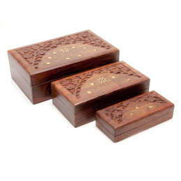 Caskets rosewood set (3pcs) "Matryoshka" (20.5x13x7 cm 17x10x5.5 cm 13.5x6.2x4 cm) (8