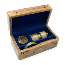 Gift marine set (telescope, magnifier, compass) in a case (16.5x9.5x7.5 cm)