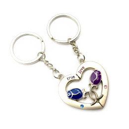 Charms for lovers (D) "Hearts with roses" (12 pcs/pack)