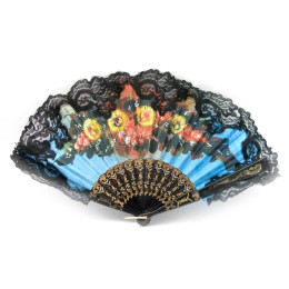 Віяло мереживний чорний (24 см) 