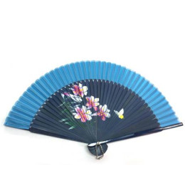 Веер бамбук+ шелк с рисунком (21,5 см)