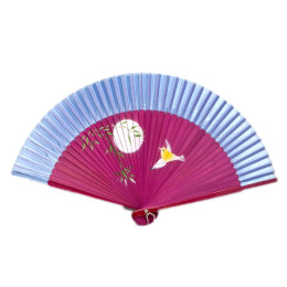 Віяло бамбук+ шовк з малюнком (21,5 см)