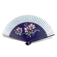 Fan bamboo + silk patterned (21.5 cm)