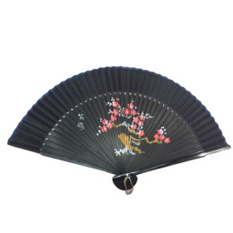 Веер бамбук+ шелк с рисунком (21,5 см)