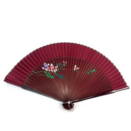 Веер бамбук+ шелк с рисунком (21,5 см)