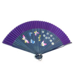 Веер бамбук+ шелк с рисунком (21,5 см)