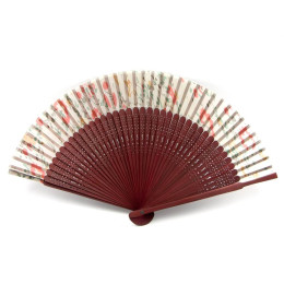 Віяло шовк+бамбук довгий з малюнком (21 см)