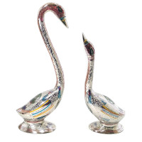 Bronze swans pair (28.5x9x6 cm) (1090)
