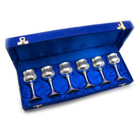 Silver-plated bronze glasses (e.g. 6 pcs / 50ml.) (44.5х15х7 cm) (h-9.5)