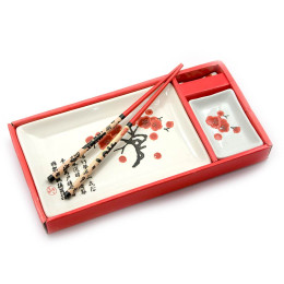 Сервиз для суши "Белый с сакурой"(28х14 см)(1 персона)