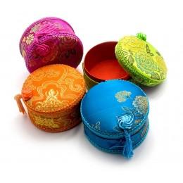 Round box with embroidery (d-10,h-6 cm)