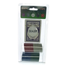 Poker set in a blister (deck of cards, 60 chips) (24.5x12x4.5 cm) (chip weight 4 gr. d-39 mm)