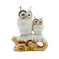 Pair of owls porcelain (9.5x11.5x4 cm)