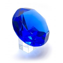 Кристалл хрустальный на подставке синий (12 см)