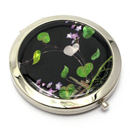 Зеркальце коcmетическое "Перламутр" (d-7 cm) (в коробке + чехольчик)AK