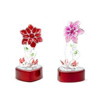 Лебеди с цветком хрустальные с подсветкой (12х6,5х6 см)