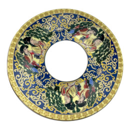 Cup + saucer porcelain (210 ml) (ACS86) "Green willow" (h-6cm, d-cup - 8cm, d-saucer - 14cm)