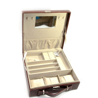 Скринька для біжутерії та годинника з дзеркальцем коричнева (26,5х26,5х9,5 см)