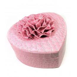 Шкатулка для бижутерии "Сердечко" розовая (17,5х18,5х11 см)