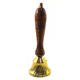 Bell, bronze with a wooden handle (16.3x6x6 cm)