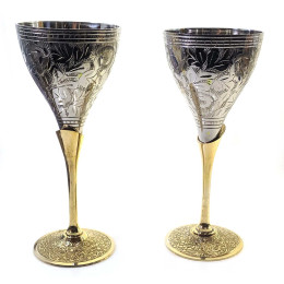 Silver-plated bronze glasses (e.g. 2 pcs / 150ml.) (H-18 cm) (22x20x9 cm)
