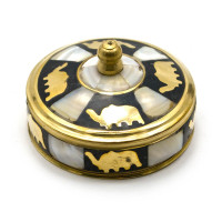 Шкатулка бронзова з перламутром (d-7, h-3,5 см)