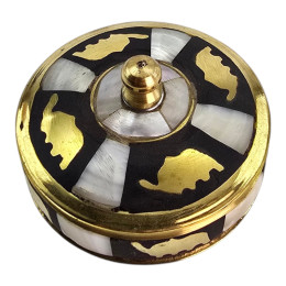 Brass box with mother-of-pearl (d-7, h-4 cm)