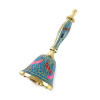 Bell with a handle with a bronze pattern "Peacocks on a blue background" (18x7.6 cm)