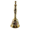 Bell with a handle with a bronze pattern "Peacocks on a white background" (18x7.6 cm)