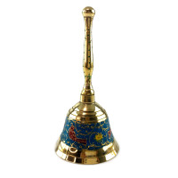 Bell with a handle with a bronze pattern "Birds on a blue background" (12.5x6 cm)
