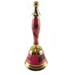 Колокольчик с ручкой с рисунком бронзовый "Павлины на розовом фоне" (12,5х6 см)