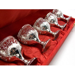 Silver-plated bronze glasses (e.g. 6 pcs / 50ml.) (37.5Х9х6 cm)