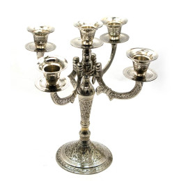 Bronze candlestick for 5 chrome candles (26x25x25 cm)