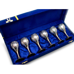 Silver-plated bronze glasses (e.g. 6 pcs / 50ml.) (H-11cm) (44.5x15x7 cm)