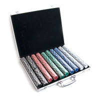 РПокерні фішки в алюмінієвому кейсі (1000 фішок) (48х40х7 см) (вага фішки 4 гр. d-39 мм)