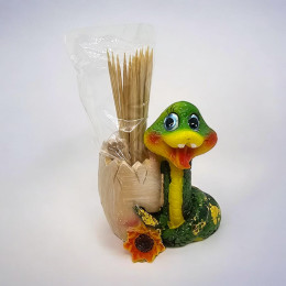 Змея с подсолнухом подставка под зубочистки  (6х5х3,5 см)