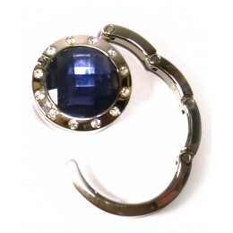 Сумкодержатель для женской сумочки "Кристалл синий" с зеркальцем (d-4,5 см)