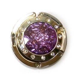 Сумкодержатель для женской сумочки "Кристалл фиолетовый" с зеркальцем (d-4,5 см)