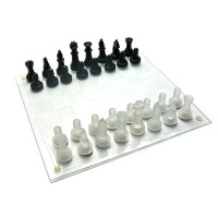 Шахматы стеклянные чёрные (39х39х6 см)