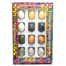 Яйца каменные набор (н-р/12шт)(яйцо h-3.5 см d- 2.5 см)( упаковка 27х18х3,5 см)