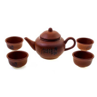 Сервиз глиняный (Чайник - 150мл чашка 30 мл.)(17х17,5х9,5 см)